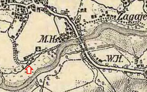 Młyn w Gdowie na mapie z poł. XIX w..JPG