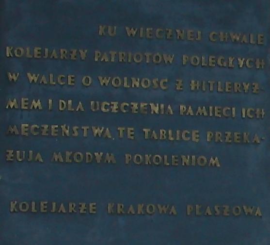 Tablica Ku Czci - Dworzec PKP Płaszów - fot. 2.JPG