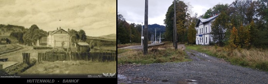 Hucisko - stacja kolejowa dawniej i dziś.jpg