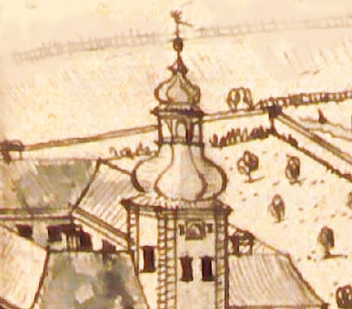 Jastrowiec - pałac 1750 r. - fragment wieży z zegarem.jpg