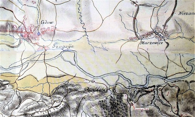 Gdow - Wola na mapie Miega 1783.JPG
