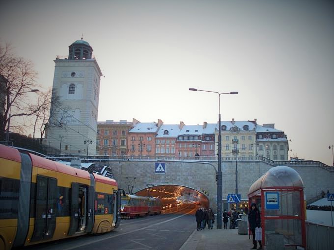 Widok z trasy W-Z na Kościół św. Anny i Krakowskie Przedmieście.JPG
