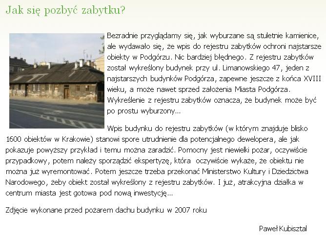 Artykuł p. Pawła Kubisztala z 2007 r. na http podgorze.pl.JPG
