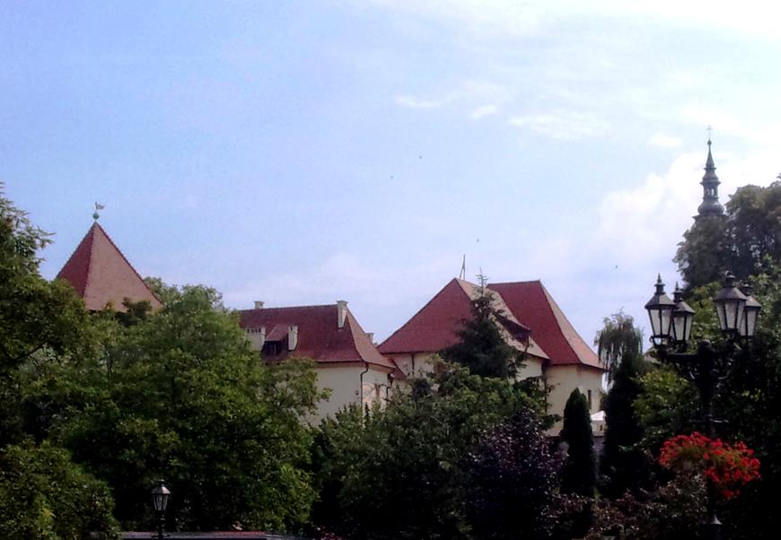 Zamek Żupny - panorama zamkowych dachów z Alei JPII.JPG