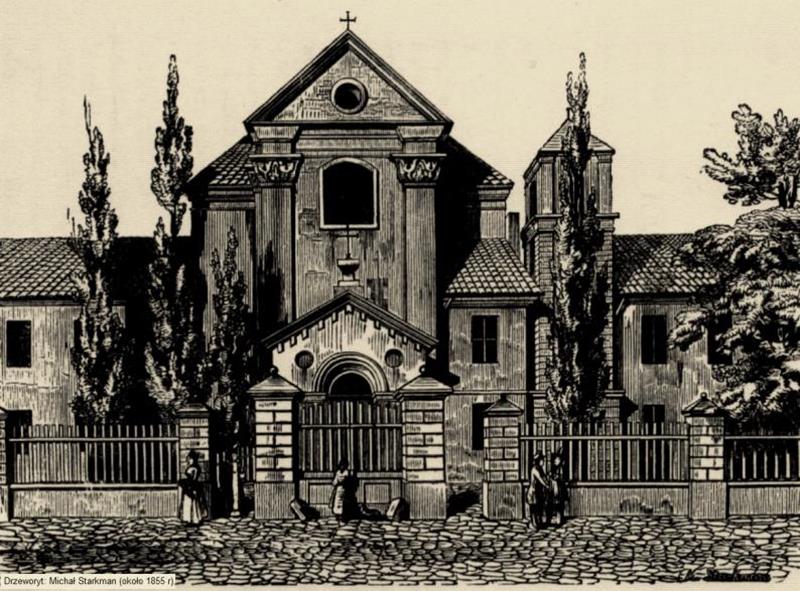 Kościół Trynitarzy na Solcu w Warszawie - drzeworyt 1855 r..JPG