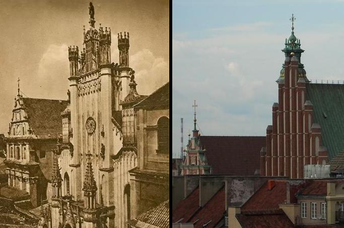 Archikatedra Warszawska - przed oraz powojenna  fasada.JPG