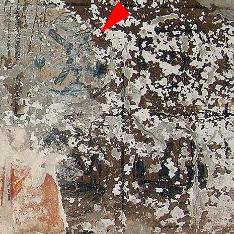 8 A.  Kominek  3- zachowana dekoracja na licu nastawy - malowana imitacja kafelek z Delft - zbliżenie - Kopia.JPG