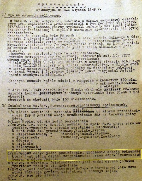 Sprawozdanie zarzadu gminnego w Gdowie za styczen 1949.jpg