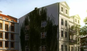 Kamienica przy Pl. Kossaka - wizualizacja inwestycji sąsiadującego apartamentowca.png
